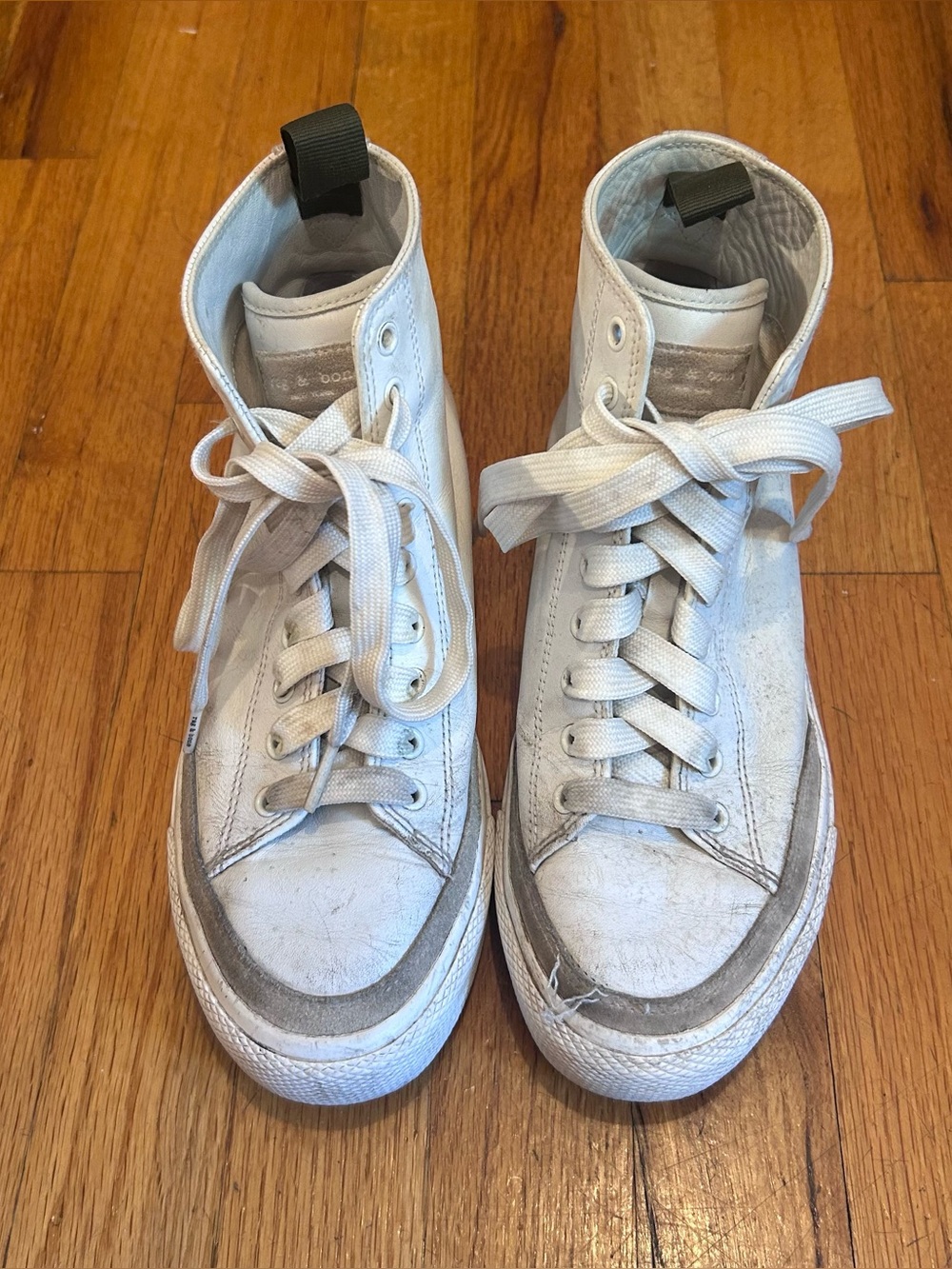 Rag & Bone White High-Top Leather Sneakers